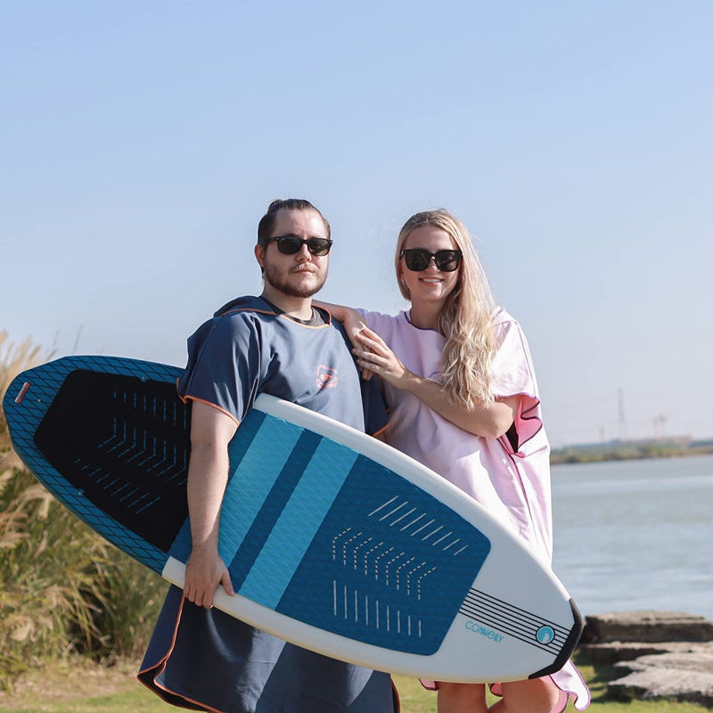 Hiturbo Microfiber Surf Poncho, Wetsuit Changing Bath Robe, Quick Dry Pool Swim Beach Towel with Hood (Navy) - Image 5